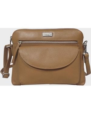 Assots London 'jean' Tan Real Soft Pebble Grain Leather Crossbody Bag - Brown