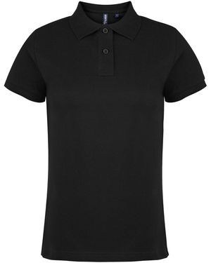 Asquith & Fox Ladies Plain Short Sleeve Polo Shirt - Black