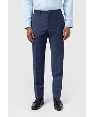Ted Baker Flat Fronted Slim Fit Suit Trousers - Blue