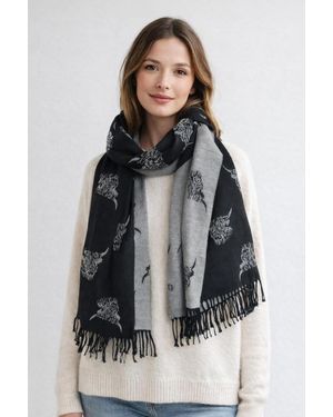 SVNX Highland Cow Reversible Scarf - Black
