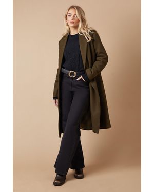 Oasis Longline Faux Wool Blazer Coat - Blue