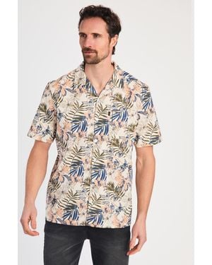 Tokyo Laundry Cotton Printed Poplin Short Sleeve Shirt - Natural