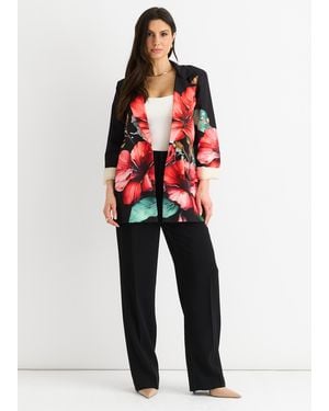 Gini London Floral Contrast Lined Oversized Blazer - Red