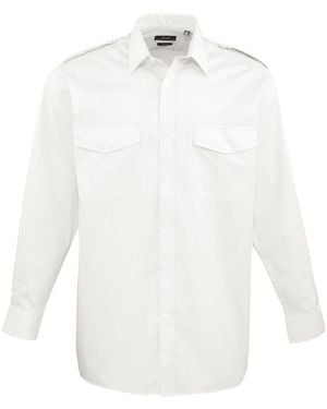 PREMIER Long-Sleeved Pilot Shirt - White