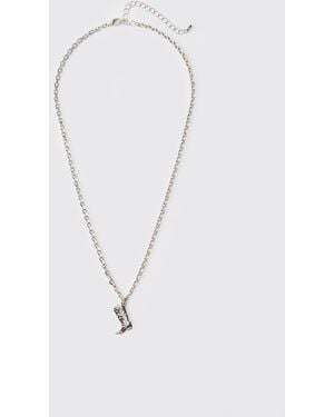BoohooMAN Cowboy Boot Necklace - Blue