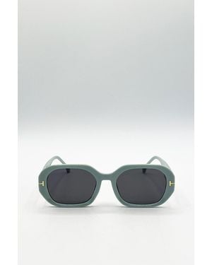SVNX Oval Sunglasses With Wide Arm - Grey