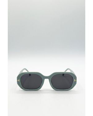 SVNX Oval Sunglasses With Wide Arm - Grey