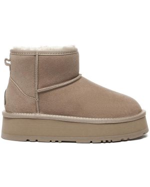 EverAu Australia Ever Au Dusky Leather Platform Short Boots - Grey