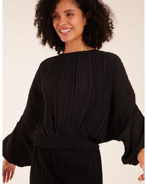 Blue Vanilla Long Sleeve Pleated Top - Black