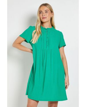Wallis Petite Cheesecloth Pintuck Shift Dress - Green
