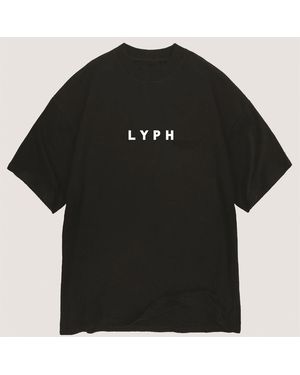 Lyph Crew Neck Ribbed Collar Short Sleeve Boyfriend T-Shirt - Black