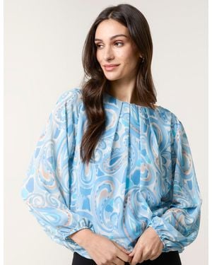 Blue Vanilla Watercolour Paisley Top - Blue