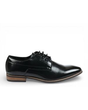 Infinity Leather Classic Plain Toe Lace-Up Derby Brogue Formal Shoes Faux Leather - Black