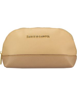 Smith & Canova Two-Tone Leather Zip Around Cosmetic Bag - Natural