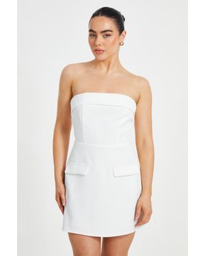 Quiz Petite Bandeau Mini Dress - White
