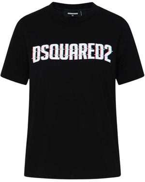 DSquared² Logo Print Crew Neck T-Shirt Cotton - Black
