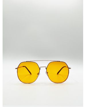 SVNX Rounded Aviator Style Sunglasses - Yellow