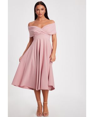 Quiz Bardot Midi Dress - Pink