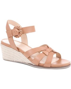 Jones Bootmaker Loriana Leather Woven Wedge Sandals - Pink