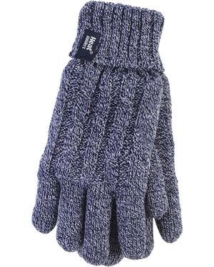 Heat Holders Cable Knit 2.3 Tog Gloves For Winter - Blue