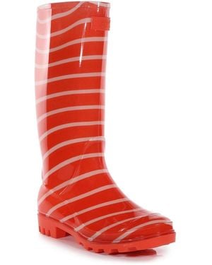 Regatta Lady Wenlock Stripe Rain Boots - Red