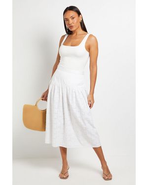 PRINCIPLES Dropped Waist Broderie Skirt - White