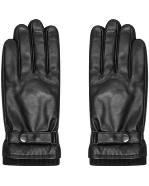Barneys Originals Real Leather Glove With Knit Rib Cuff And Buckle - Black