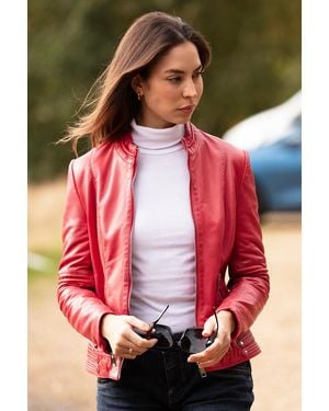 Ashwood Leather 'Lillian' Real Biker Jacket - Red