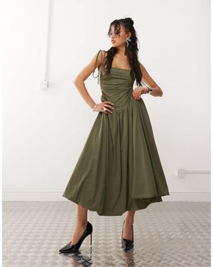 Amy Lynn Alexa Puffball Midi Dress With Hotfix Bodice - Green