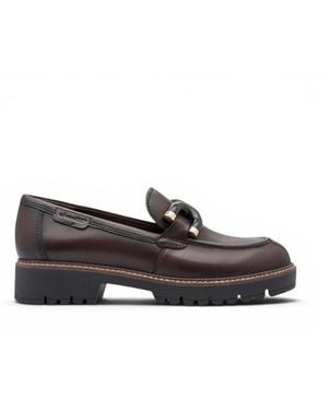 Tamaris Leather Loafer Comfort Shoes - Black