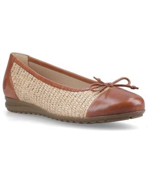 Hush Puppies Laurie Toe Cap Leather Standard Flats - Natural