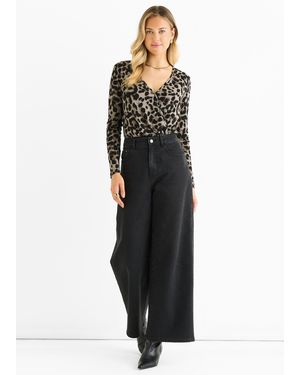 Gini London Animal Wrap Jersey Bodysuit - Black