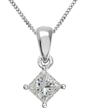DIAMANT L'ÉTERNEL 18kt Witgoud 3/4 Karaat J/i-gecertificeerde Princess Cut Diamond Solitare-hanger + Ketting