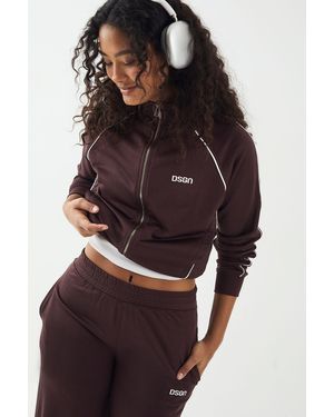 DSGN Studio Tricot Piping Detail Zip Through Track Jacket - Brown