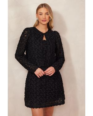 Quiz Chiffon Floral Cropped Jacket - Black