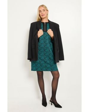 Wallis Petite Jacquard Ponte Contrast Shift Dress - Green