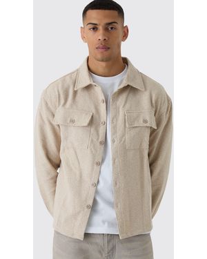 BoohooMAN Boucle Heavyweight Overshirt - Natural