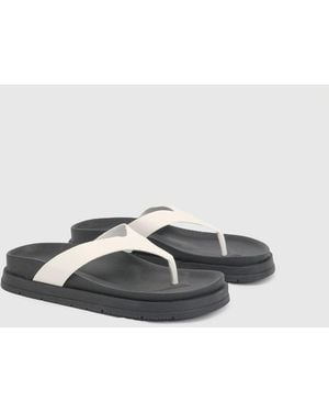 Boohoo Wide Fit Chunky Platform Flip Flops - Grey