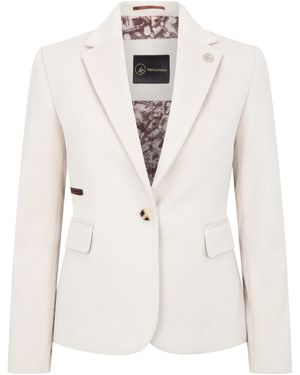TruClothing Cream Tailored Fit Wool Blend Tweed Blazer - White