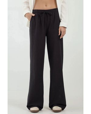 Hiccup Wide Leg Elastic Waist Trousers - Black