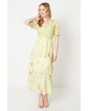knee length dresses for ladies Oasis Trailing Flower Printed Halter Midi Dress main image 1