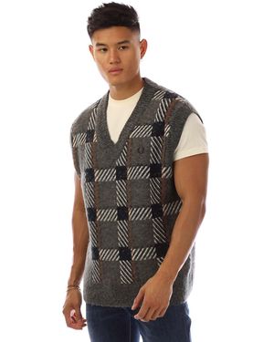Fred Perry Glitch Tartan Gebreide Tanktop - Zwart