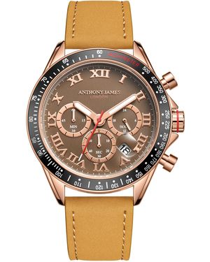 Anthony James Hand Assembled Tachymeter Turbo Leather - Brown