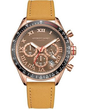 Anthony James Hand Assembled Tachymeter Turbo Leather - Brown