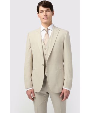 Alexandre Silver Label Tailored Fit Stone Linen Jacket - Natural