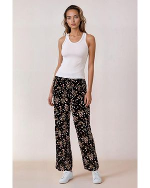 Secret Label Floral Wide Leg Trousers Viscose - Natural