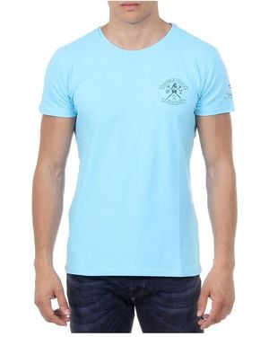 Ufford & Suffolk Polo Club T-Shirt Short Sleeves Round Neck Us028 Cotton - Blue