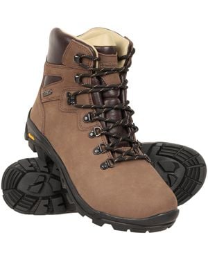 Mountain Warehouse 'Odyssey Extreme' Vibram Boots Nubuck Leather Waterproof Walking Shoes - Brown