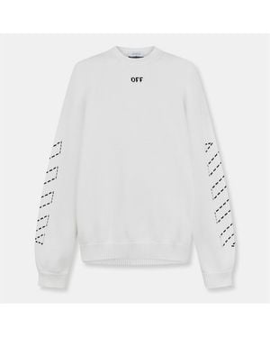 Off-White c/o Virgil Abloh Off Embroidered Regular Fit Crew Neck Jumper - White