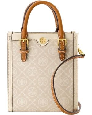 Tory Burch T Monogram Mini Shopper Bag - Natural